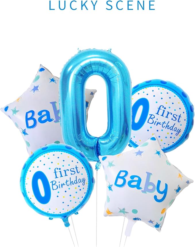Blue 0 Number Balloon, 40 Inch, Premium Mylar, - Image 2