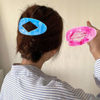 Marble Flat Round Hair Clips Duckbill Large Claw Clips for Thick Medium Thin Hair 6Pcs Non Slip Oval French Barrettes Accessories for Women Girls