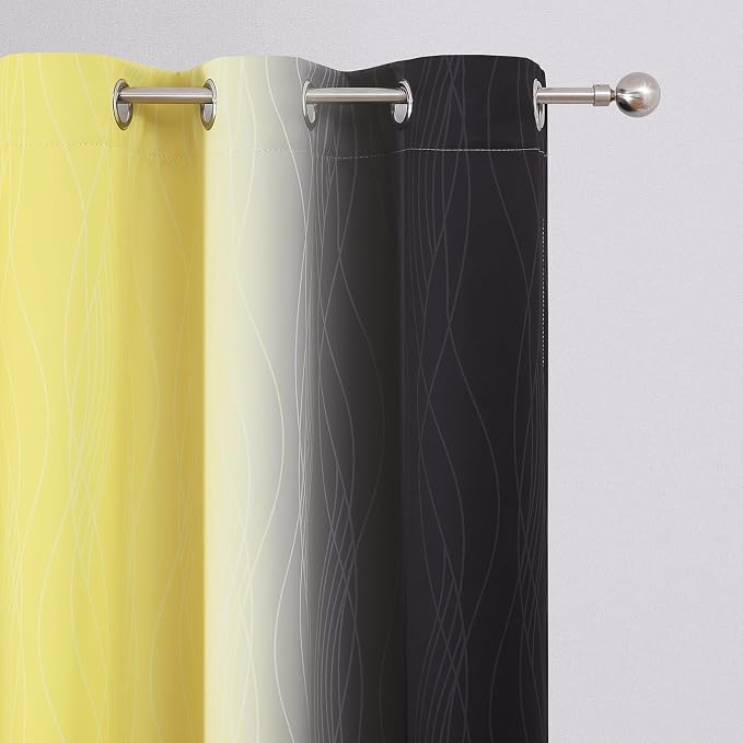 Black and Yellow Ombre Blackout Curtains - Image 4