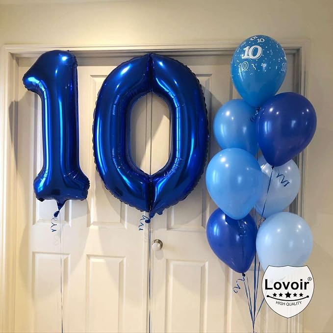 Navy Blue 10 Number Balloons, 40 Inch Giant Number 10 Balloons Foil Mylar - Image 4