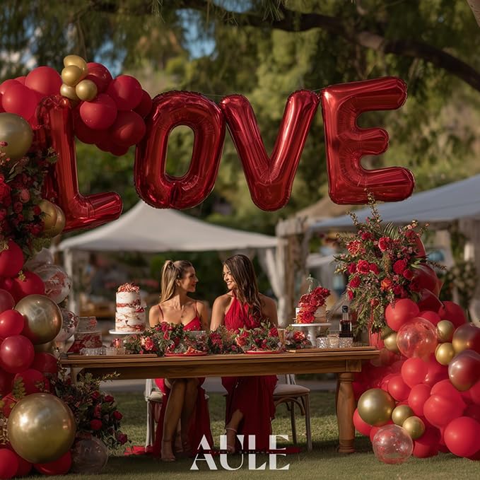 AULE 40 Inch Red F Balloon Letter Foil A-Z Birthday Big Alphabet | Birthday - Image 5
