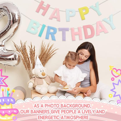 Felt Happy Birthday Garland Rainbow Banner Reusable Happy Birthday Sign Party - Image 7