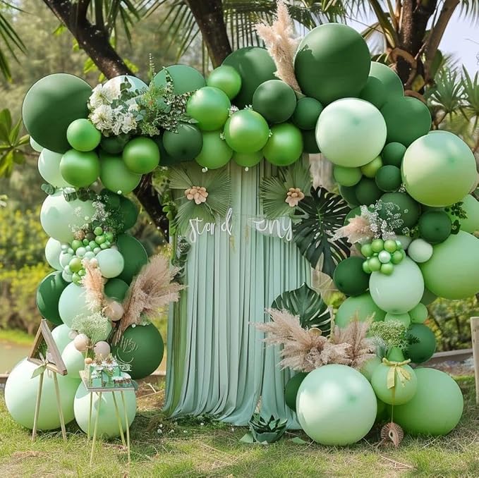 Pastel Green Balloon Garland Kit Different Sizes Double Stuffed Balloons Latex - Image 8