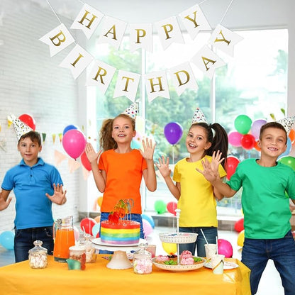 Pre-Strung White Happy Birthday Banner Birthday Party Banner NO DIY | Happy - Image 7