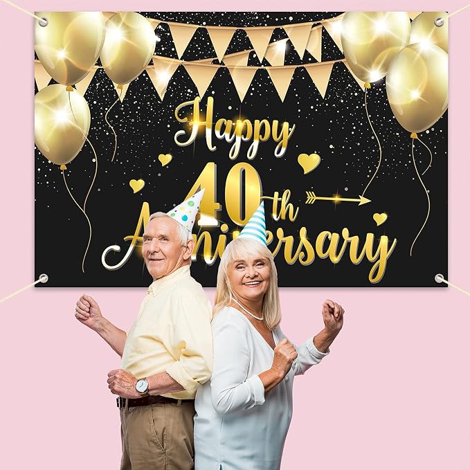 HAMIGAR 6x4ft Happy 40th Anniversary Banner Backdrop - Image 7