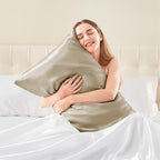 BEDELITE Satin Pillowcase with Zipper, Taupe Pillow Cases Queen Size Set of 2, Super Soft and Cooling Similar to Silk Pillow Cases, Gift for Women Men(20x30 Inches)