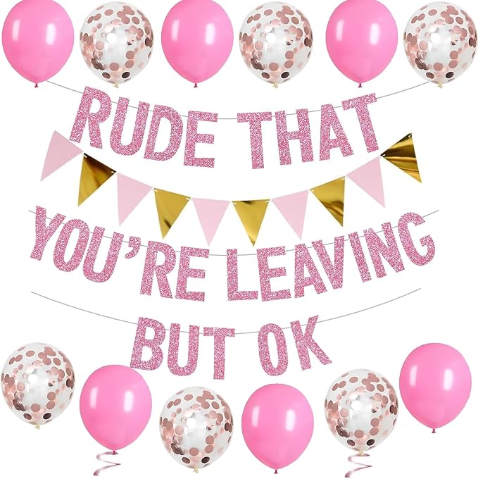 ADULLPONY Going Away Party Decorations Rude That You're Leaving But OK Banner by ADULLPONY