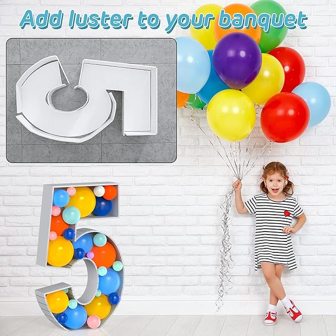 Mosaic Balloon Frame Numbers 5 Pre-Cut Large Foam Board Sign Cut-Out - Image 6