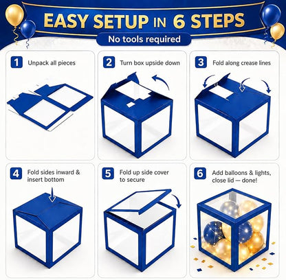 Graduation Decorations Class of 2026 Navy Blue and Gold Balloon Boxes - Image 5