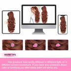 ALXNAN Ponytail Extension,24 Inch Claw Clip in Long Curly Wavy Reddish Orange Ponytail Hair Extension Jaw Clip on Pony Tails Hairpiece for Women