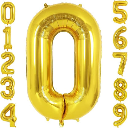 40 Inch Gold Number 0 Foil Balloon by TNCDJKPA