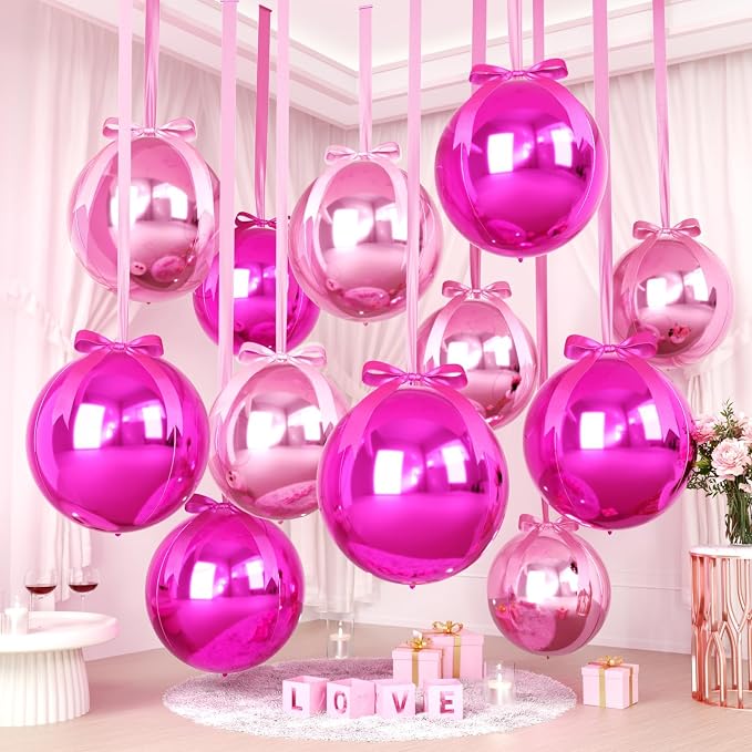 Hot Pink and Rose Round Foil Balloons by FunHot