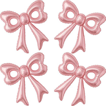 4 Pcs Pink Bow Balloons, 31”Huge Bow Aluminum Foil Balloons by BSRESIN