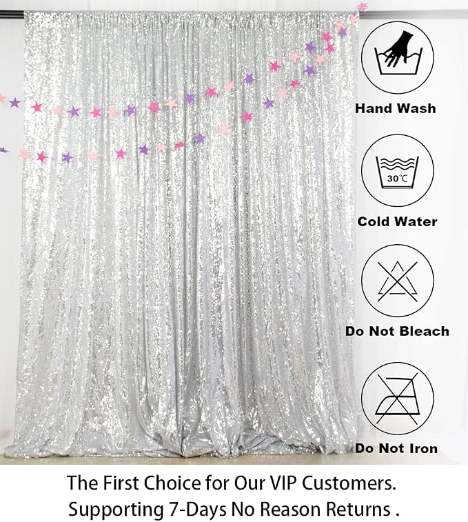 ShinyBeauty 8FTx10FT Silver Sequin Backdrop | Sparkle Drapes - Image 5