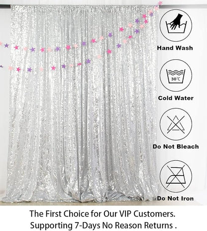 ShinyBeauty 8FTx10FT Silver Sequin Backdrop | Sparkle Drapes - Image 5
