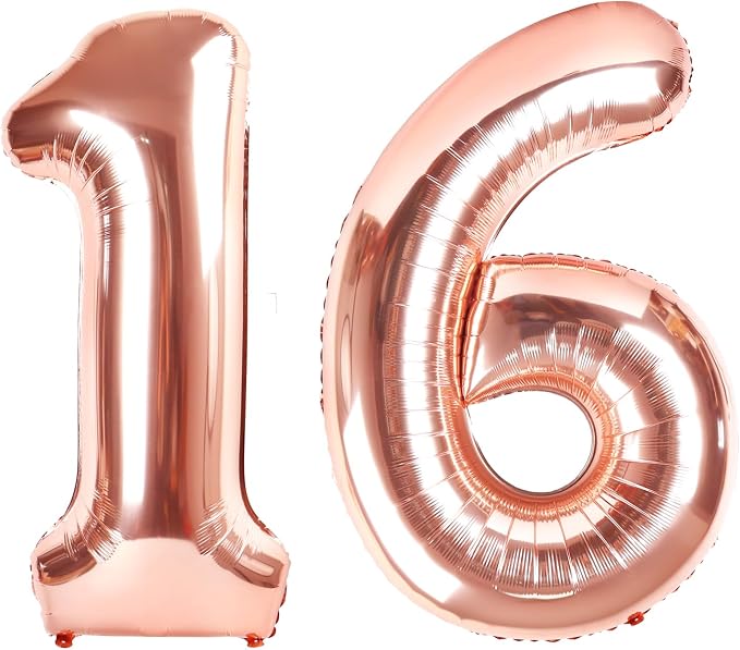 Number Balloon Rose Gold Number 16 by Mluchee