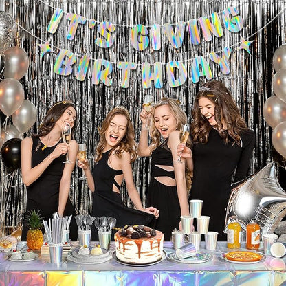 Iridescent It's Giving Birthday Banner, Pre-Strung Fun Birthday Decorations - Image 7