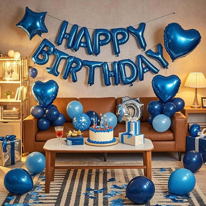 27 Pcs Dark Blue Birthday Decorations, 3D Foil Dark Blue Happy Birthday Balloon - Image 6