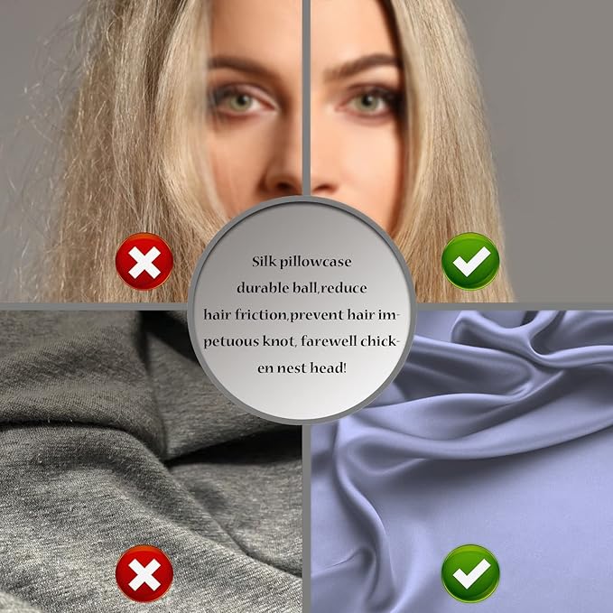 Mulberry Silk Pillowcase for Hair and Skin Pillow Case with Hidden Zipper Soft Breathable Smooth Cooling Silk Pillow Covers for Sleeping (Grayish Blue, King（20"X 36"）)