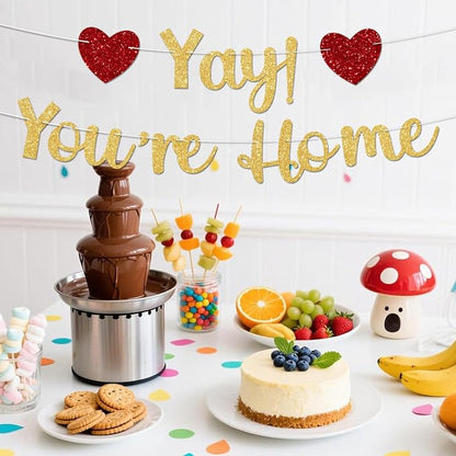 Gold Glitter Welcome Home Banner, Yay! You're Home Banner - Image 6