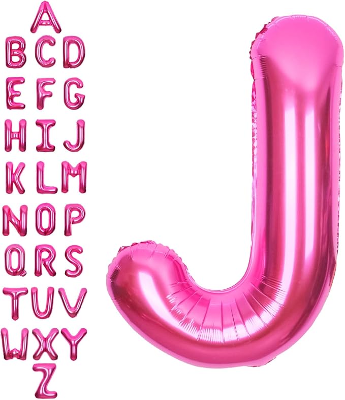 SUWEN 40 Inch Hot Pink Large J Letter Balloons Big Foil Helium Letter A-Z | by SUWEN