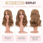 Hairro 18 Inch Long Hair Toppers Wavy with Side Bangs for Women, Clips In Synthetic Hairpieces Capless, for Adding Volume/Birthday/Party/Halloween/Cosplay Dress Up, Light Brown Mix Blonde