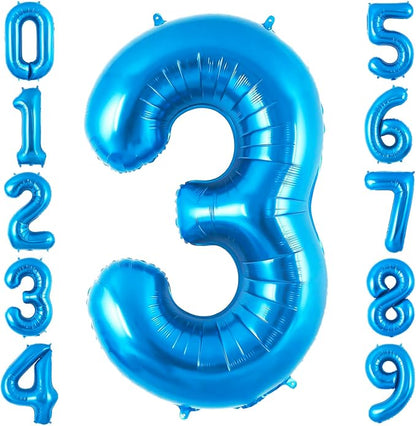 Blue 3 Balloon Number, 40 Inch Number 3 Balloon Big Blue 3 Foil Mylar Helium by BBPOOL