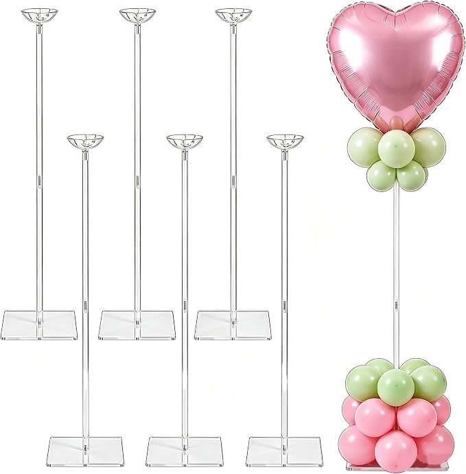 6 Pack 23.6 Inch Clear Acrylic Balloon Stands, 23.6 Inch Balloon Stand Kit by Unknown