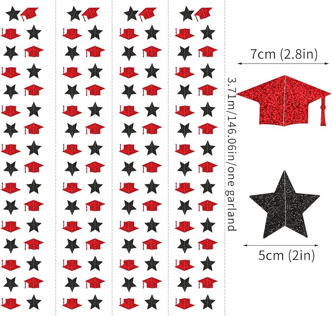 Red-Black Graduation-2026 Class Party-Decorations Garland - Image 3