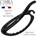 Camila Paris CP2317 French Hair Barrette Clip, Flexible Ponytail Holder No Metal Parts, Strong Hold Grip Hair Clips for Women, No Slip and Durable Styling Girls Hair Accessories, Made in France
