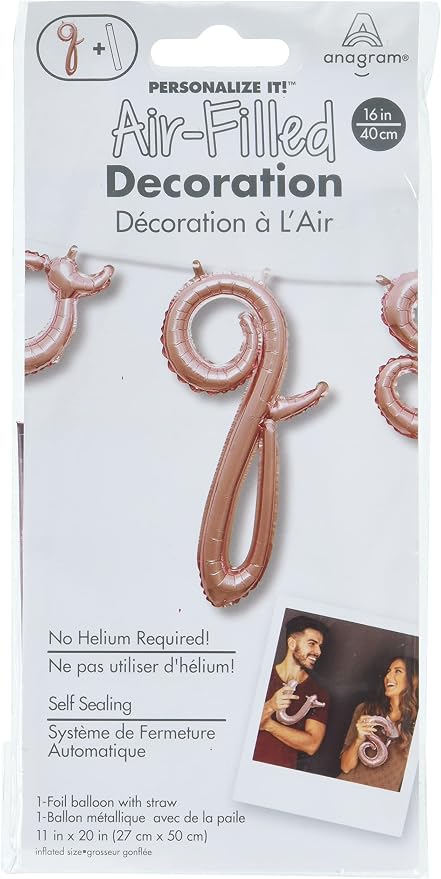 Rose Gold Script Letter "q" Shaped Foil Balloon by AmscanPartySupplies