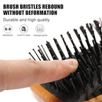 olelo Hair Brush Natural Wooden Paddle Brush, Brushes for Men & Women, Wood Hairbrush for Thick or Curly Hair, Black & Wood Square Hair Brush, Beech Massage Scalp Brush