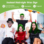 Green Temporary Hair Color Wax Kit for teenagers,Crazy Hair Day Accessories, Gifts for Kids,Instant Hair Dye Color Wax for Party, Cosplay, Halloween, Christmas,Washable Crazy Hair Style