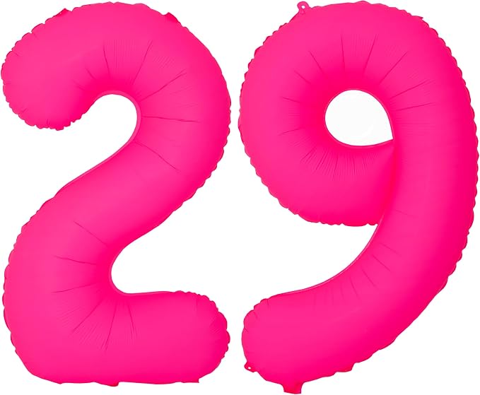 Pink Birthday Number 29 Balloons 40IN Fluorescent Pink 92 Foil Balloon | by YOIOZAIZAI