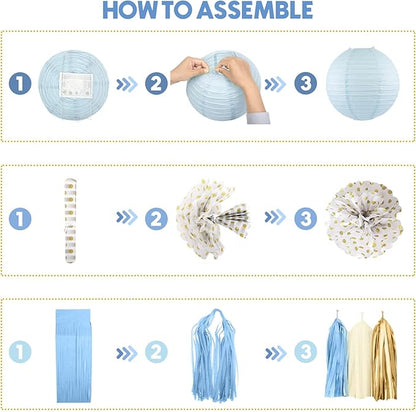 Amandir Dusty Blue Baby Shower Decorations - Image 4