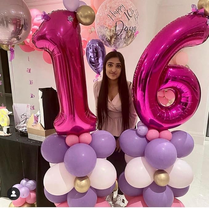 40 Inch Hot Pink 16 Number Balloons Giant 16 or 61 Balloons Hot Pink Birthday - Image 3