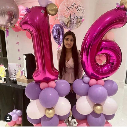 40 Inch Hot Pink 16 Number Balloons Giant 16 or 61 Balloons Hot Pink Birthday - Image 3