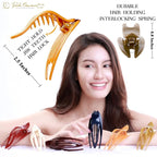 RC ROCHE 6 Pcs Flat Hair Clips Big Claw for Thick Hair French Duckbill Women No Slip Side Slide Curved Alligator Concord Strong Grip Hold Volume Lay Down Clamp, Small Classic Multicolor
