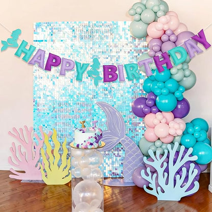 Pre-Strung 3D Felt Mermaid Happy Birthday Banner, Birthday Party Decorations | - Image 8