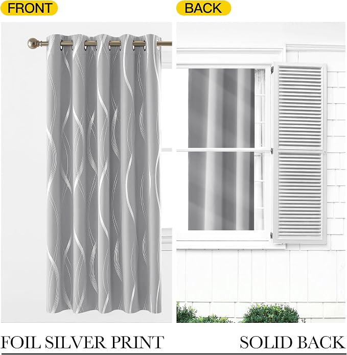 NICETOWN Silver Grey Short Blackout Curtain Panels 54 inch Long - Image 5