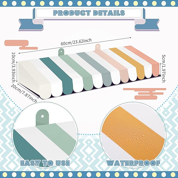 Boao 4 Pack Circus Awning Decoration 3D Stripe Cardboard Awning Carnival Wall - Image 3