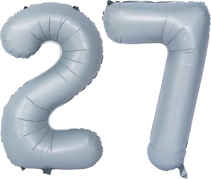 40 In Matte gray Number Balloon Helium Foil Mylar Birthday Balloon Digit 27 | by Exquisitehighqualitypartydecorationstomeetyoureveryneed%EF%BC%81