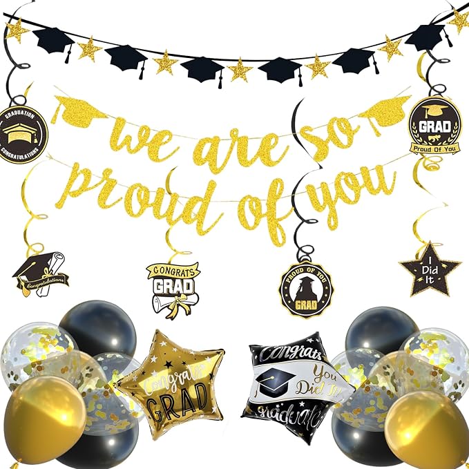 Graduation Decorations 2026, Class of 2026, Congrats Grad Hanging Swirls and We by Unknown