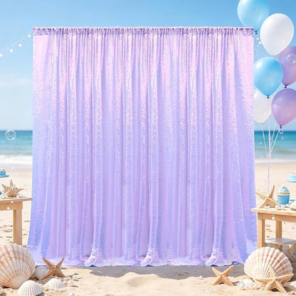 Hahuho Mermaid Lavender Sequin Backdrop Curtain, Banquet Decoration（2 Panels - Image 4