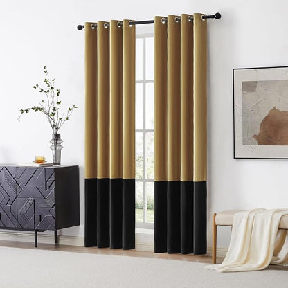 BULBUL Modern Gold Black Velvet Curtains Luxury 63 inch - Image 7