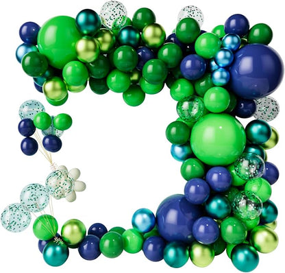 Green Dark Blue Balloon Garland Arch Kit, Dark Blue and Green Latex Balloons by LZVPL