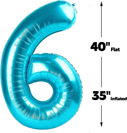 Blue Number 6 Balloon 40 inch, Balloon numbers party supplies, deco photo shoot - Image 3