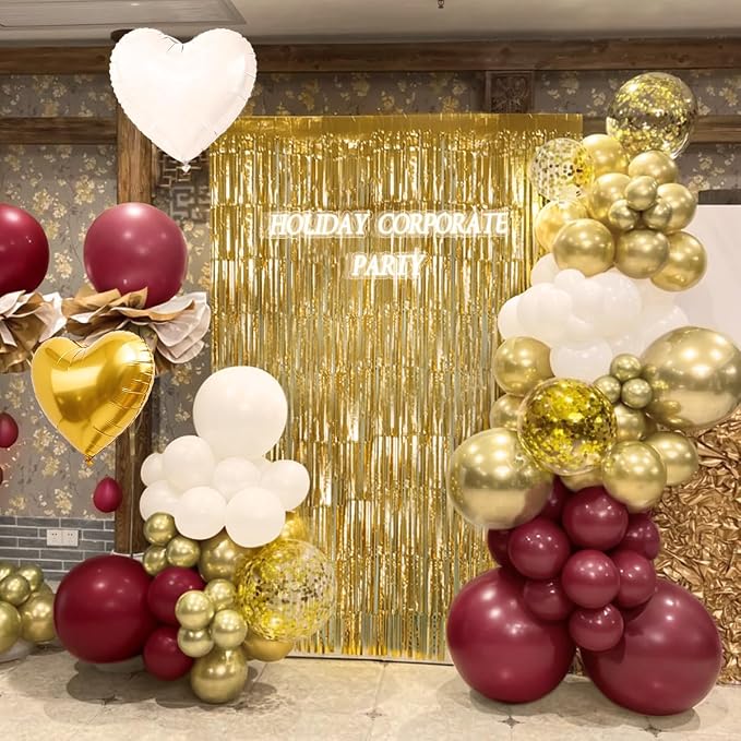 157PCS Burgundy Gold White Balloons Arch Garland Kit - Image 5