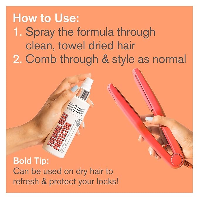 Heat Protectant Spray For Hair - Thermal Protector Up To 450ºF From Flat Irons & Hot Blow Dry - Light Weight Thermal Shield Protection Prevents Damage & Breakage, Sulfate & Paraben Free - 5.9 Fl.Oz