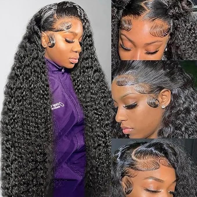 abbildung 30inch Highlight Ombre Lace Front Wig Human Hair 13x6 HD Honey Blonde 4/27 Deep Wave Lace Frontal Wigs Glueless Wigs Human Hair Pre Plucked with (Black, 26 Inch Black, deep wave)